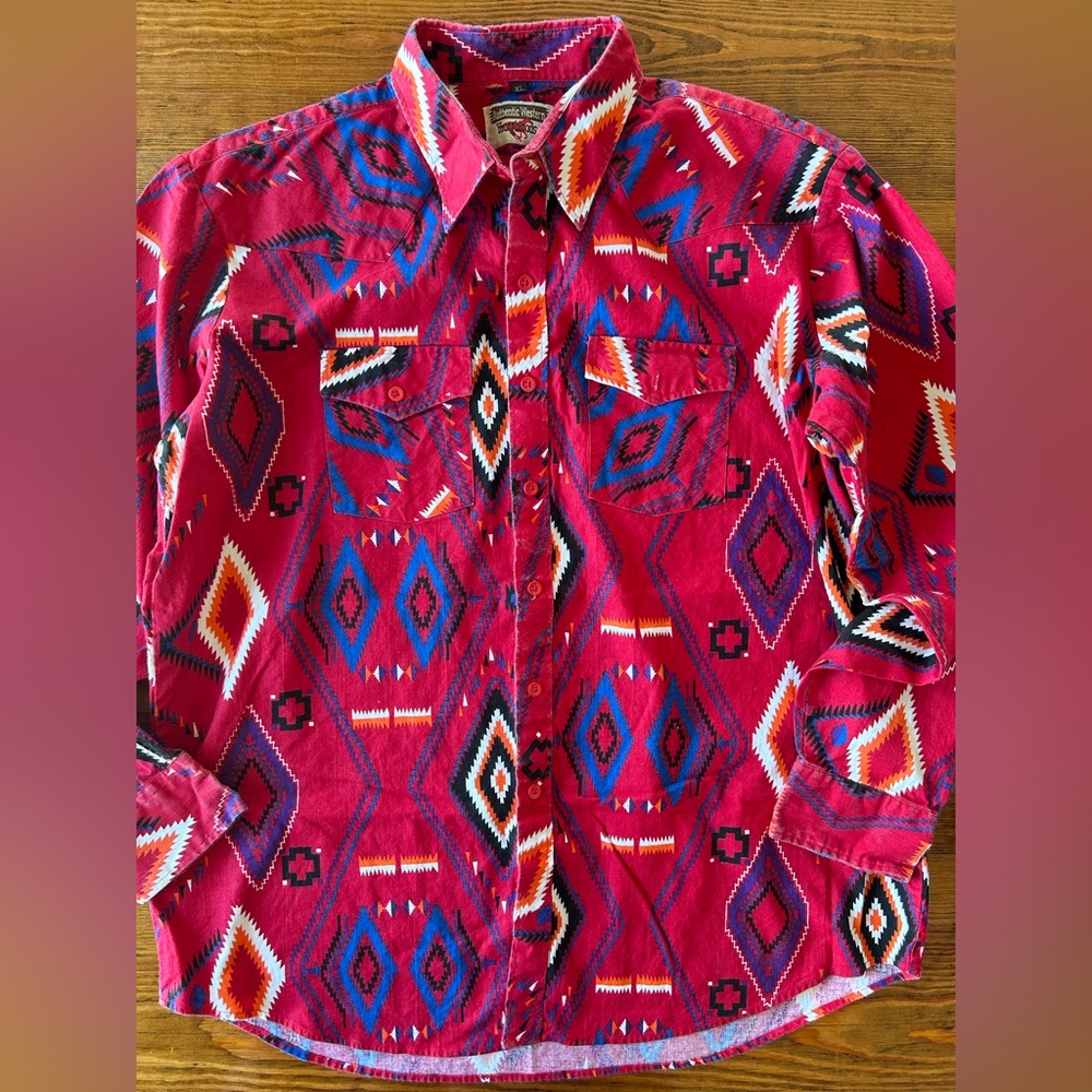 Western Youngbloods Red Aztec Button Down Shirt XL
